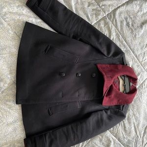Burberry navy and maroon Peacoat
